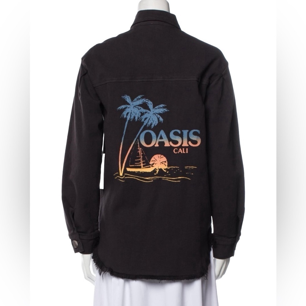 RG Kane Womens Black Cotton Shirt Jacket Oasis Cali Logo Size Small New MSRP$265